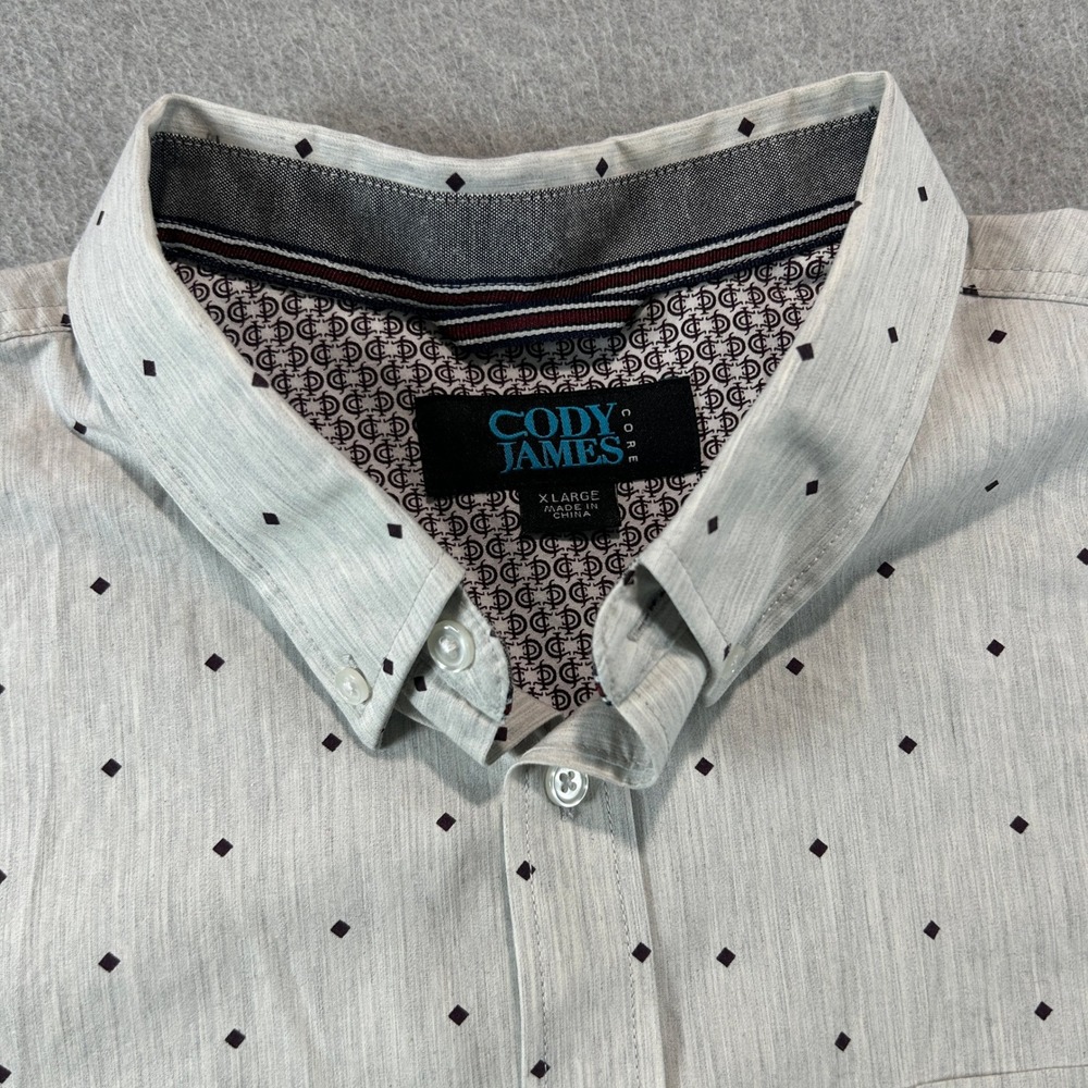 Cody James Button Down Shirt Mens XL Gray Diamond Print Short Sleeve Western - Picture 3 of 8